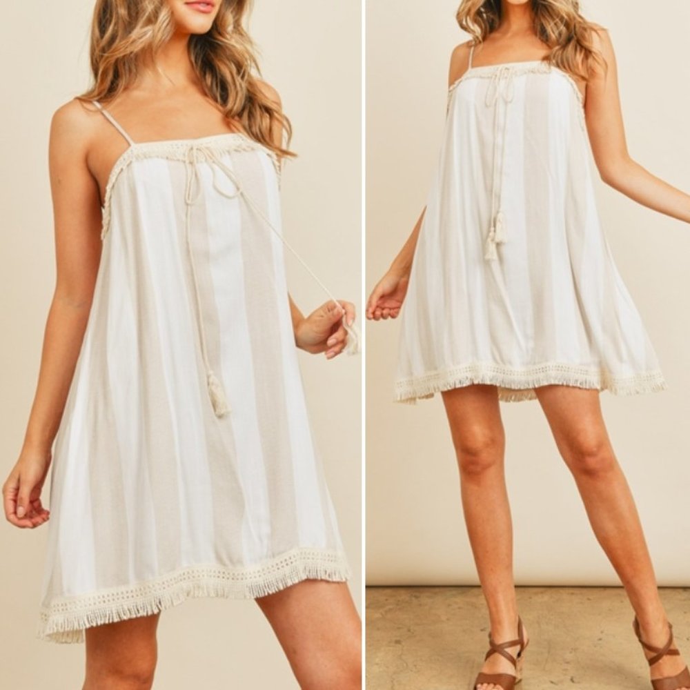 #49 Taupe striped dress